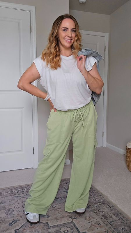 Target cargo sweatpants and cap sleeved top. Target fashion, women's clothing, athleisure, casual outfit, baggy sweatpants

#LTKStyleTip #LTKFindsUnder50 #LTKOver40