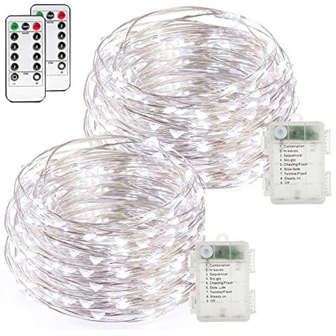 buways Fairy Lights, 2-Pack Battery Operated Waterproof Cool White 50 LED Fairy String Lights, 16.4f | Amazon (US)