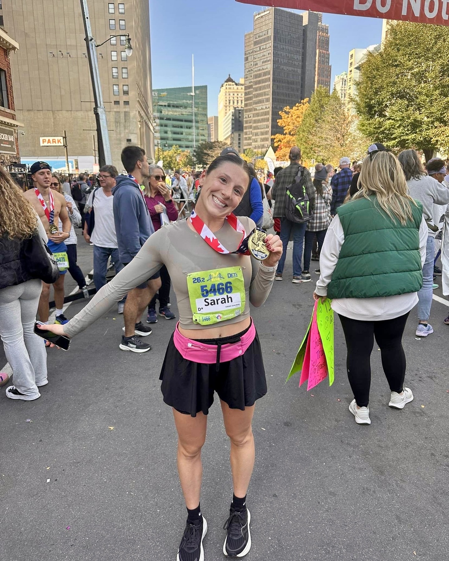 the BEST experience I’ve ever had and yet the hardest thing I’ve ever done!! So happy to say I’ve completed my first marathon in Detroit !! 26.2 miles🤭🏃‍♀️