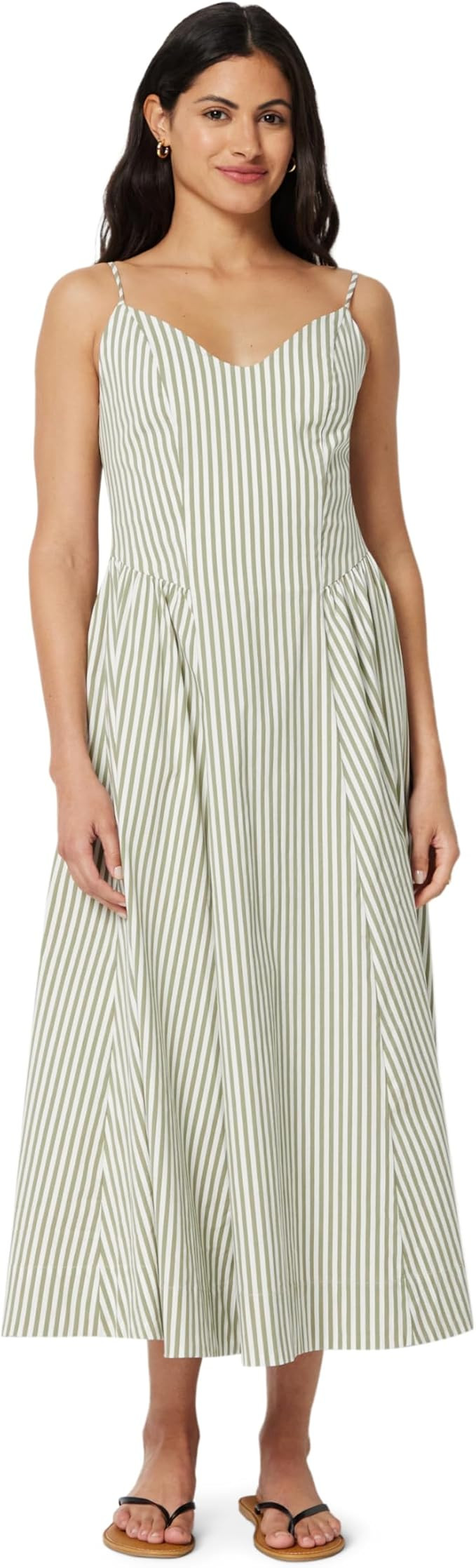 Amazon Essentials Women's Fit & Flare Thin Strap Cotton Poplin Midi Dress | Amazon (US)