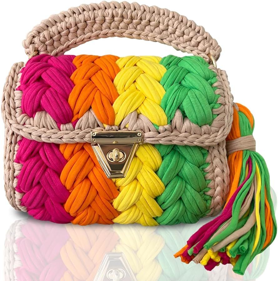 CHQEL Evening Clutch Bag for Women, Handmade Crochet Wedding Party Purse, Small Flap Formal Cross... | Amazon (US)
