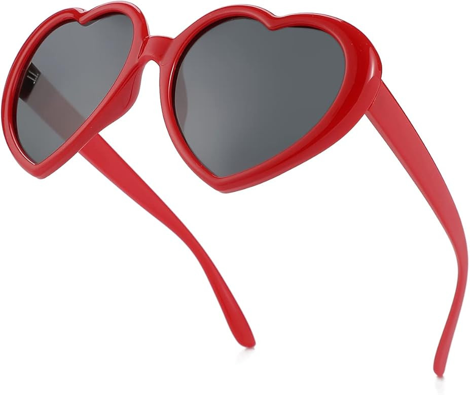 Polarized Heart Shaped Sunglasses for Women Vintage Fashion Lovely Retro Oversized Eyeglasses Sty... | Amazon (US)