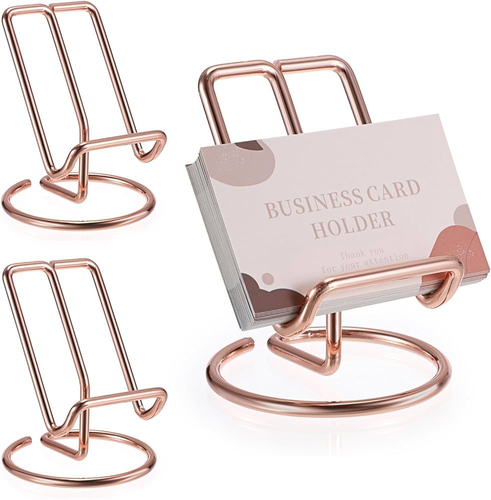 Hipiwe 3 Packs Business Card Holder Metal Cell Phone Display Holder Modern Business Card Stand fo... | Amazon (US)