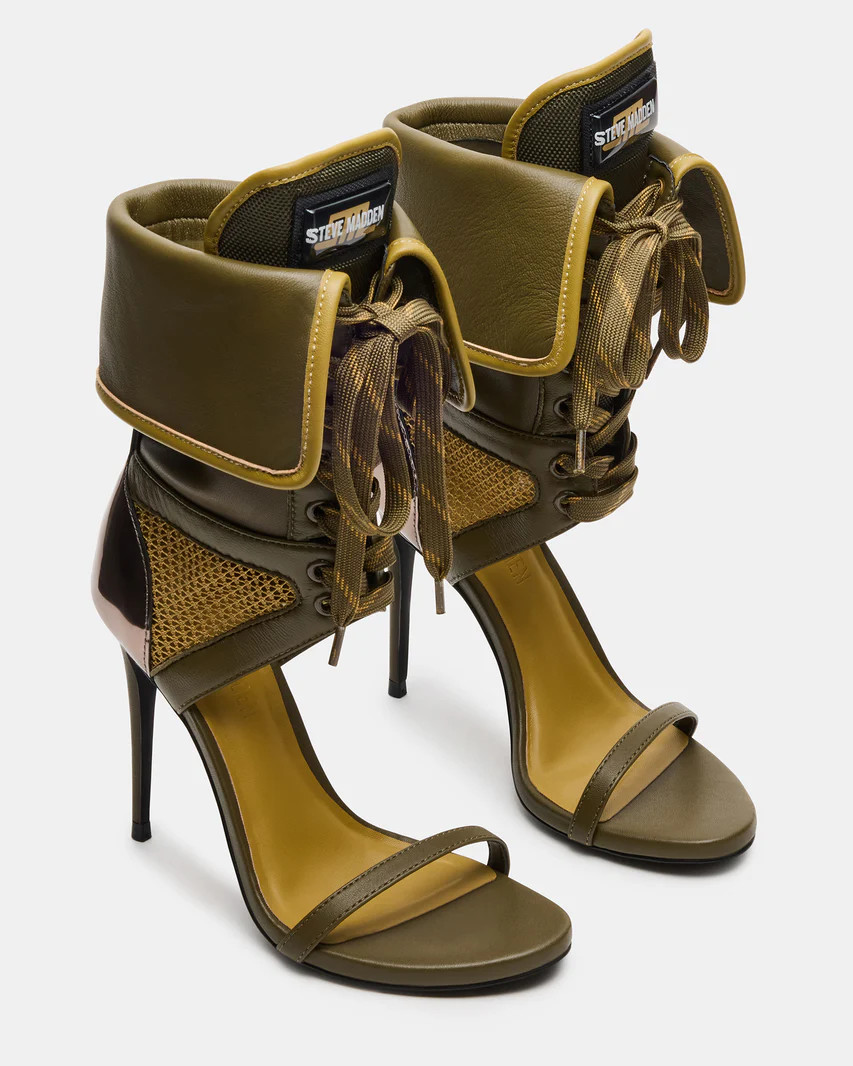 CASELLA Olive Open-Toe Stiletto Lace-Up Women's Heel | Steve Madden (US)