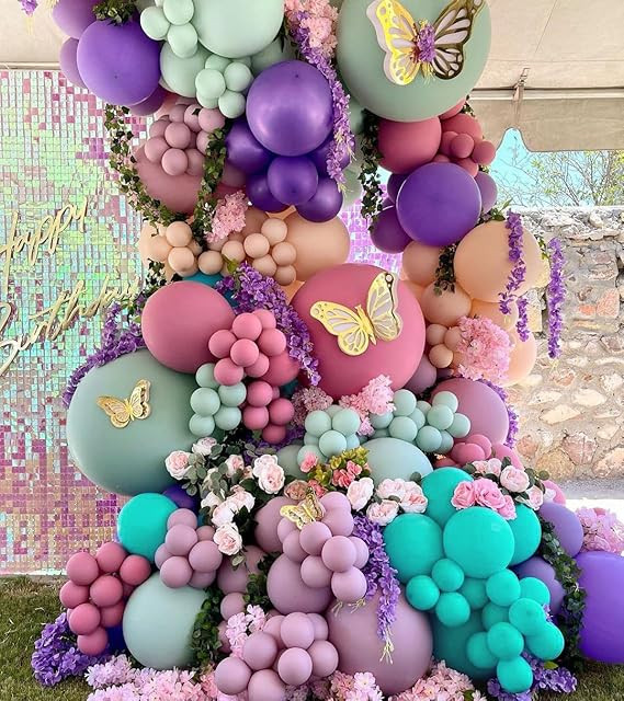 Captank Purple Pink Balloon Garland - Tiffany Blue Macaron Green Orange Balloons 179Pcs Latex Thi... | Amazon (US)