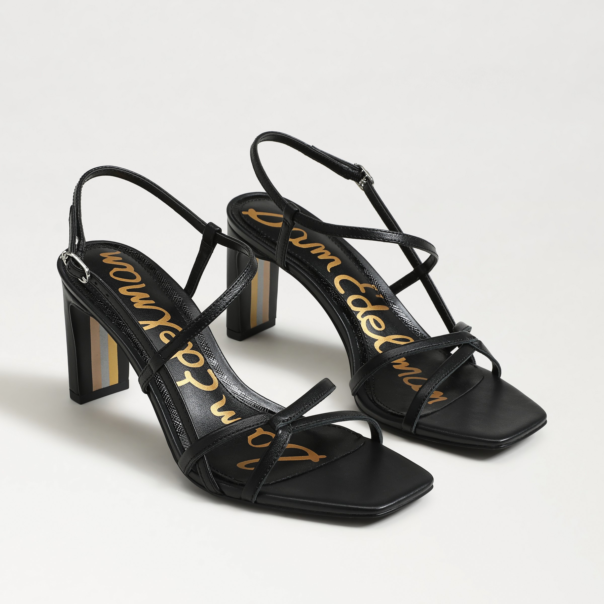Sam Edelman Emmie Strappy Heel Sandal Black Leather | Sam Edelman