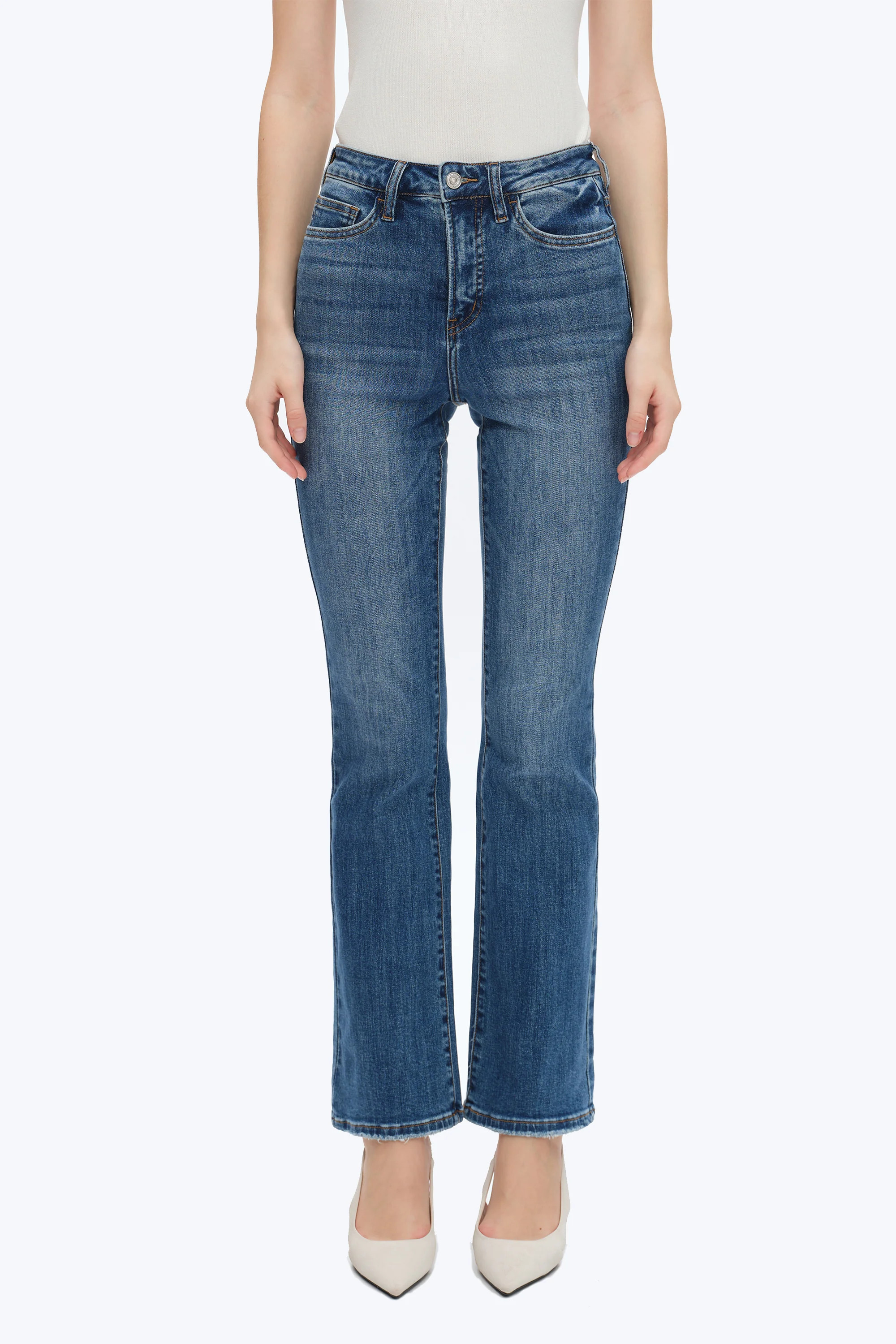 High Rise Bootcut Denim Jeans | Bayeas