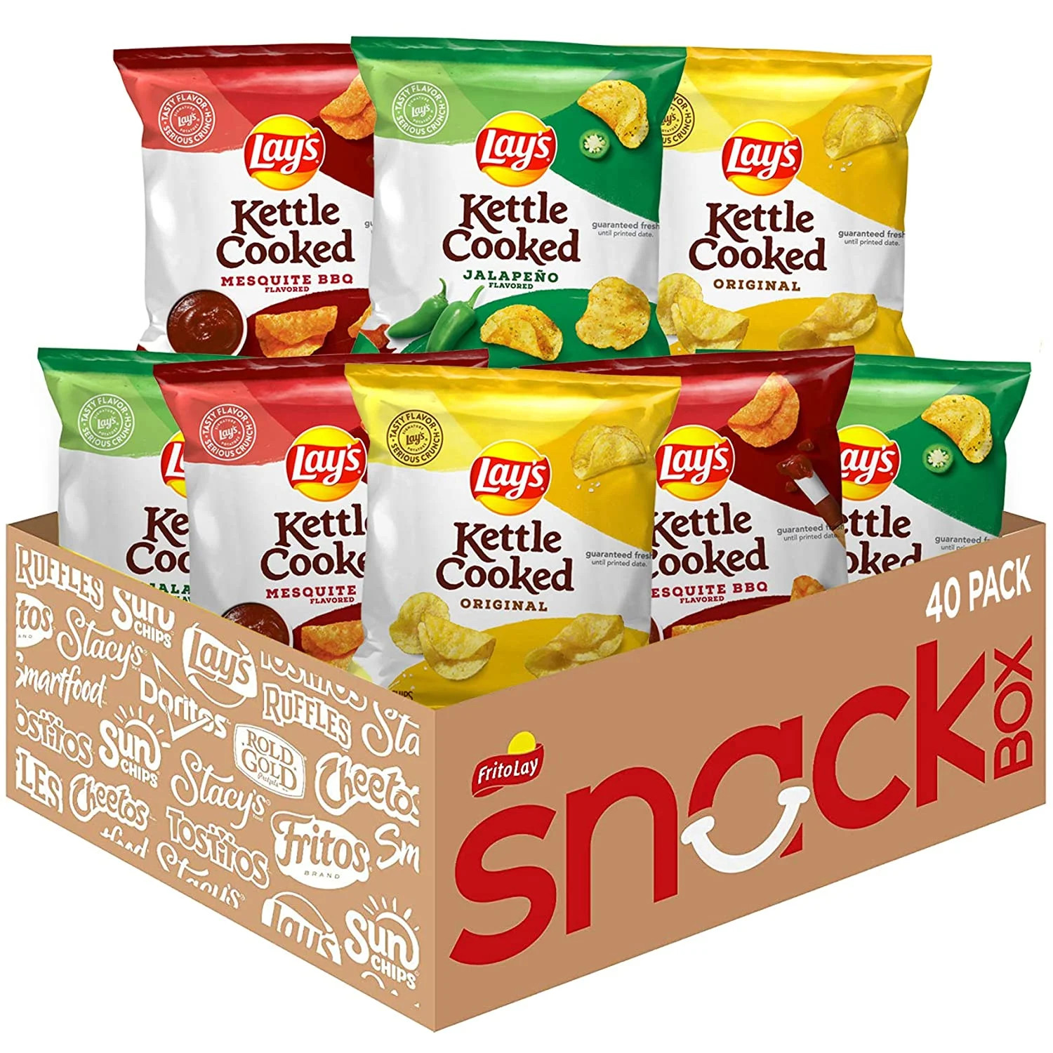 Lay's Kettle Cooked Potato Chips Variety Pack, 1oz Bags, 40 Count | Walmart (US)