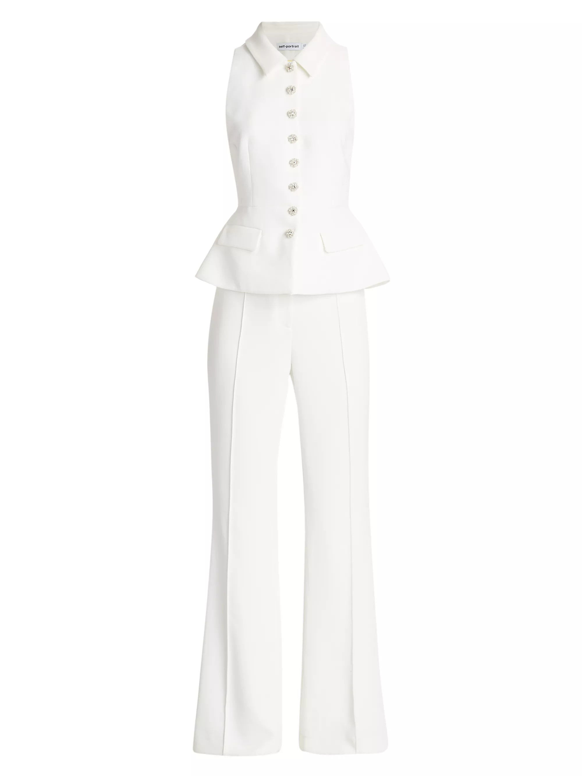 Crêpê Sleeveless Peplum Jumpsuit | Saks Fifth Avenue