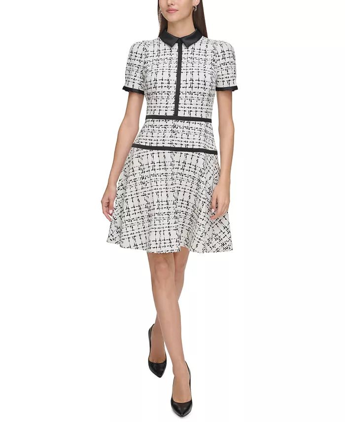 Women's Plaid-Knit Contrast-Trim Dress | Macy's