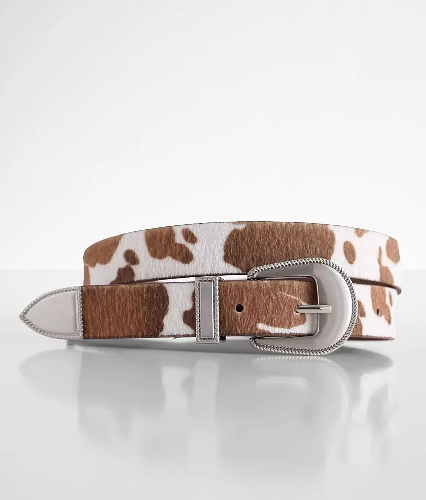 Faux Fur Cow Print Belt | Buckle