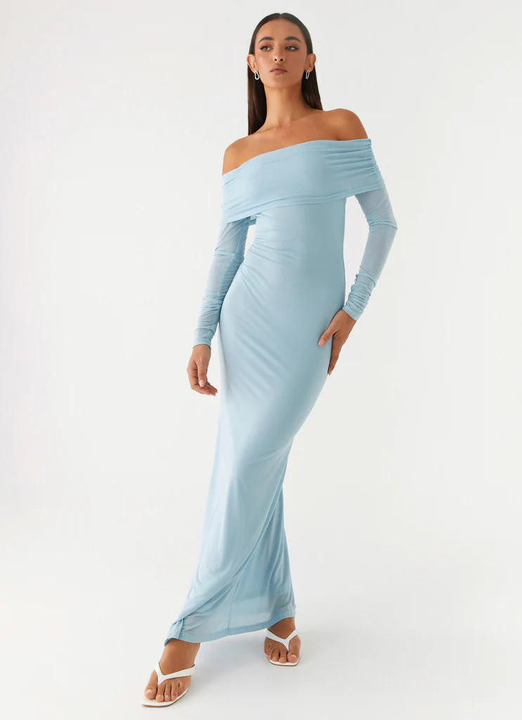 Cocoa Long Sleeve Maxi Dress - Blue | Peppermayo (Global)