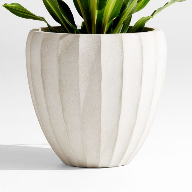 Warren 20.1"" x 19"" Medium Warm White Ficonstone Outdoor Planter | Crate & Barrel