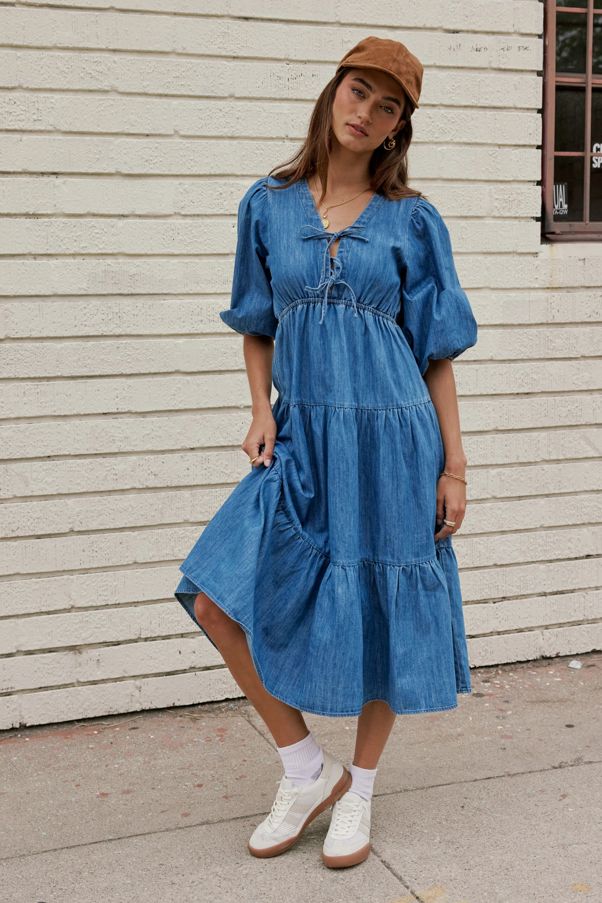 Nadia Midi Dress in Light Wash | Böhme US