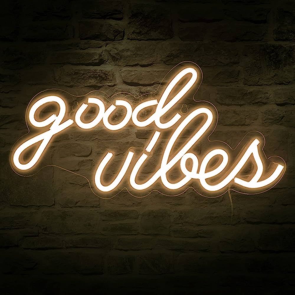 Good Vibes Neon Sign for Wall Decor，Powered by USB Neon Light for Bedroom Decor, Warm White Col... | Amazon (CA)