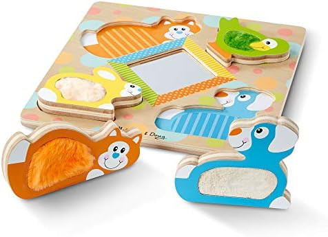 Melissa & Doug First Play Wooden Touch and Feel Puzzle Peek-a-Boo Pets With Mirror | Amazon (US)