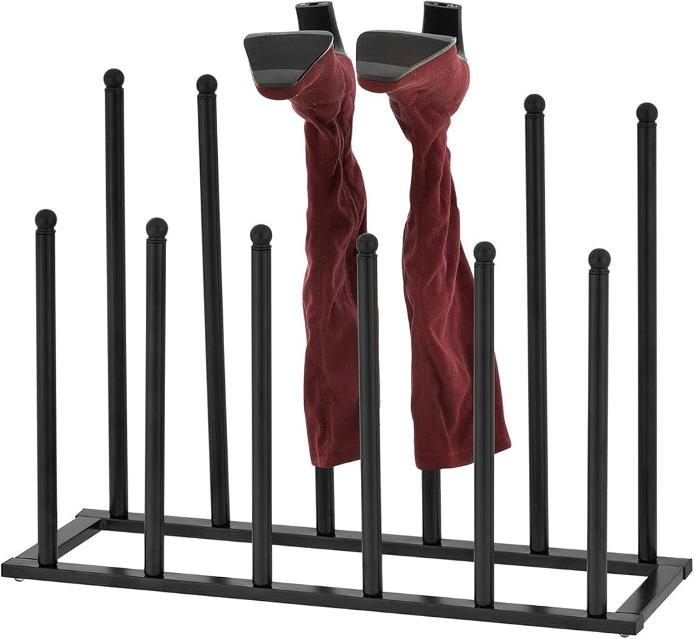 MyGift Modern Black Metal Boot Rack for Tall Boots Storage, Free Standing Entryway Shoe Rack Walk... | Amazon (US)
