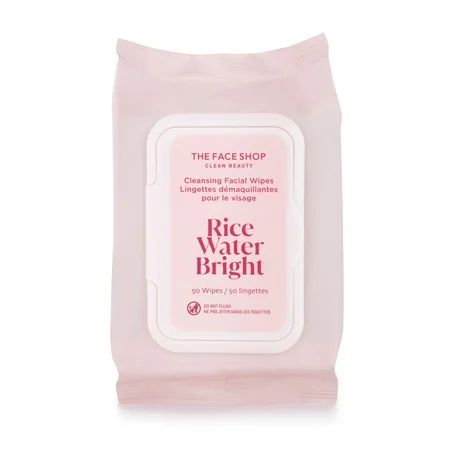 The Face Shop Rice Water Bright Cleansing Facial Wipes | Vegan| Brightening | Rice Water | Ceramide | Cleansing Milk | K-Beauty | Walmart (US)