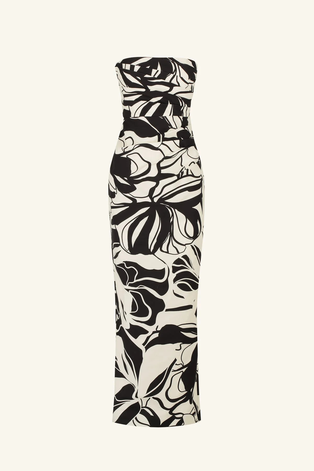 Azize Strapless Draped Maxi Dress | Cream/Black | Dresses | Shona Joy | Shona Joy