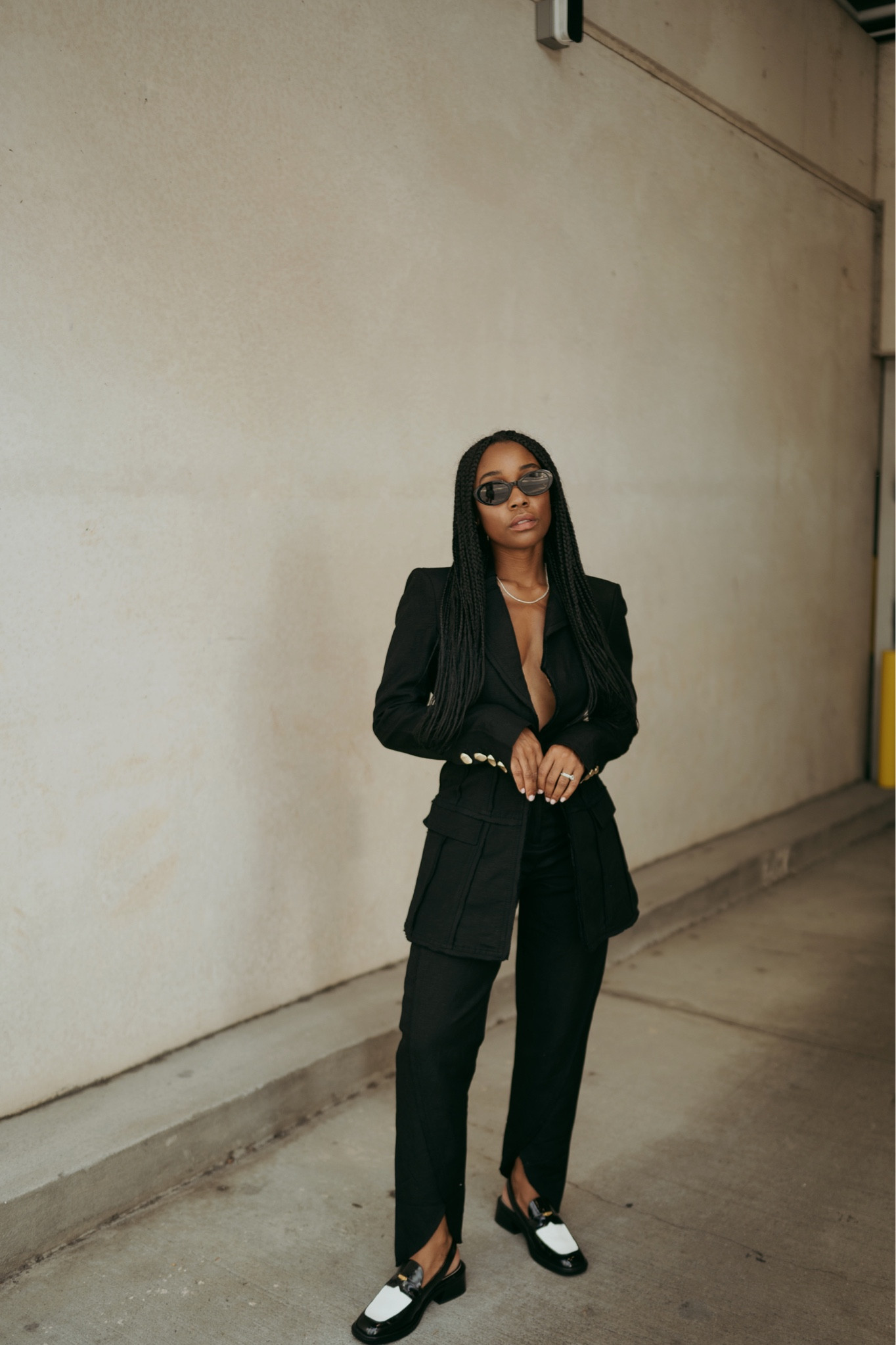 Black and white sling back loafers, black Womens suit 

#LTKworkwear #LTKstyletip #LTKshoecrush