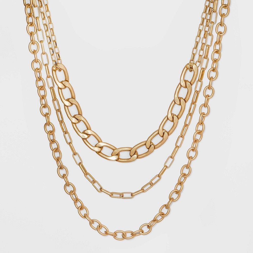 Mixed Chunky Link Layered Necklace - Universal Thread Gold | Target
