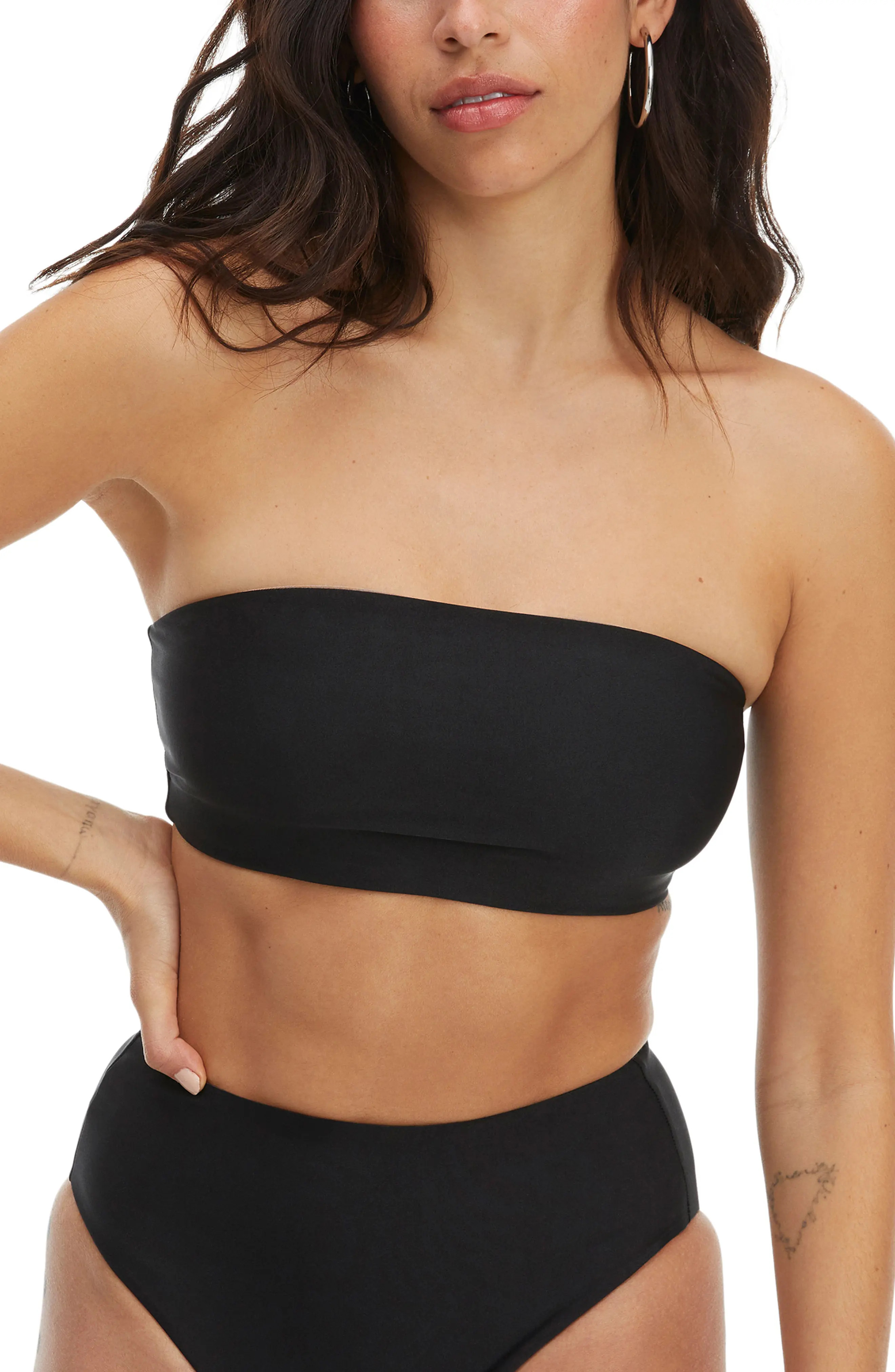 Good American New Shine Band Swim Top in Black001 at Nordstrom | Nordstrom