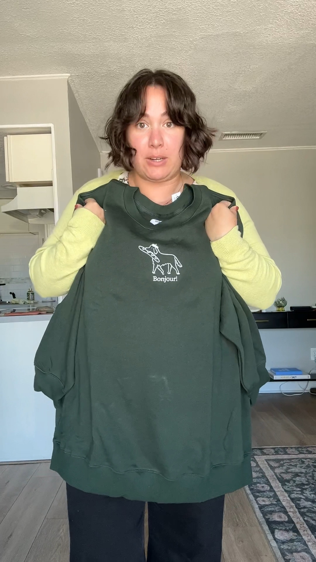 I’ll be wearing this daily. #oldnavy #bonjour #oversizedsweatshirt