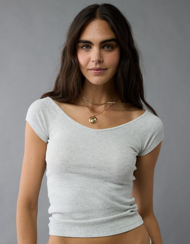 AE Saltwash V-Neck Baby Tee | American Eagle Outfitters (US & CA)