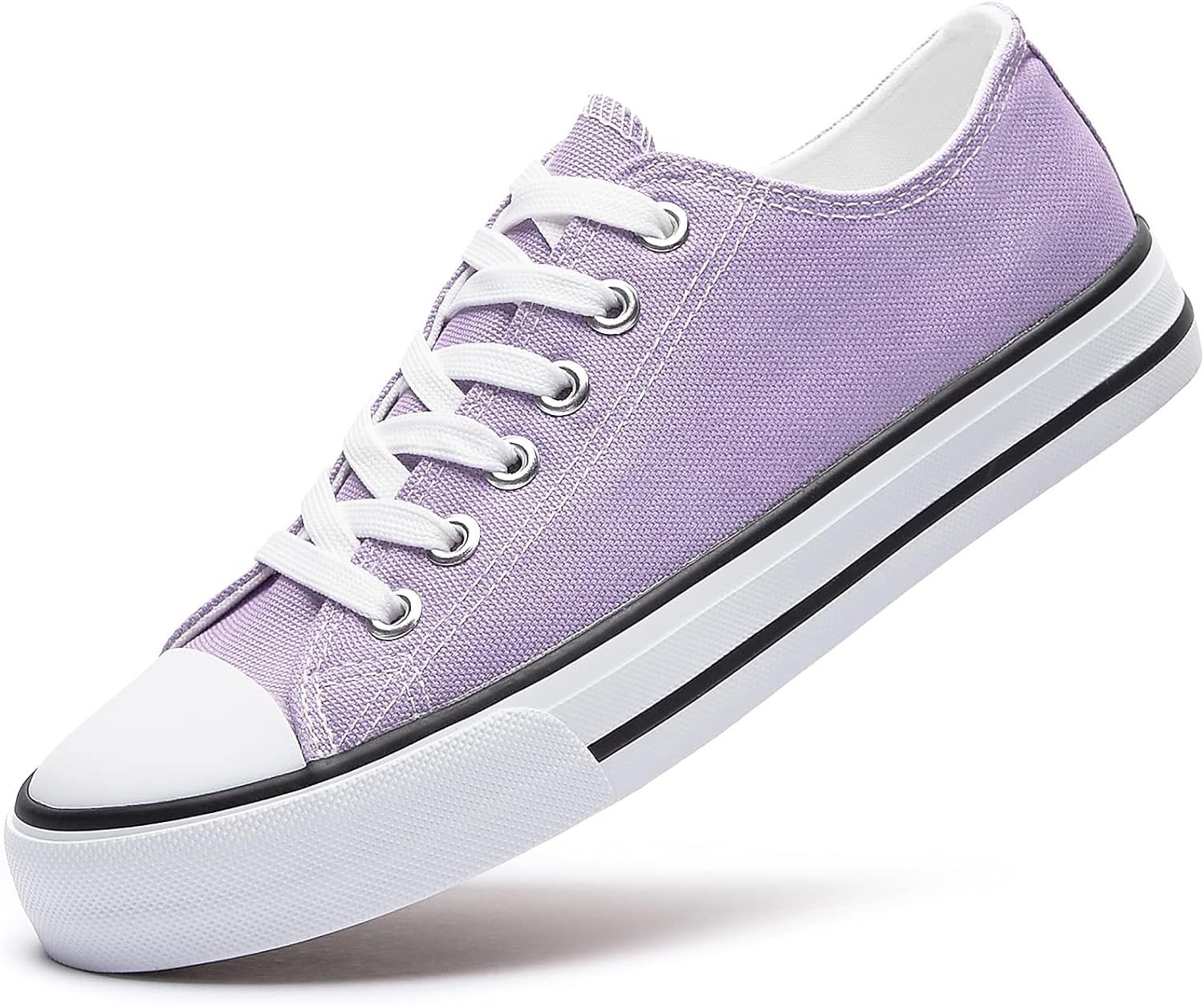 Womens Canvas Sneakers Low Top Lace Up Canvas Shoes Fashion Comfortable… | Amazon (US)