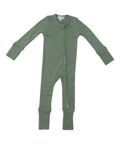 Green Rib Hedge Two-Way Zip-Up Playsuit - Newborn & Infant | Zulily