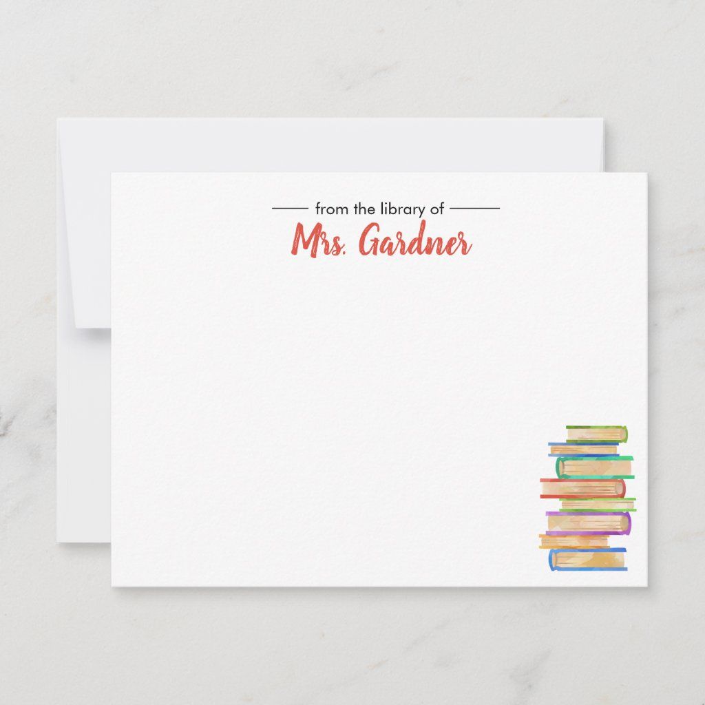 Book Lover Personalized Stationery Note Cards | Zazzle