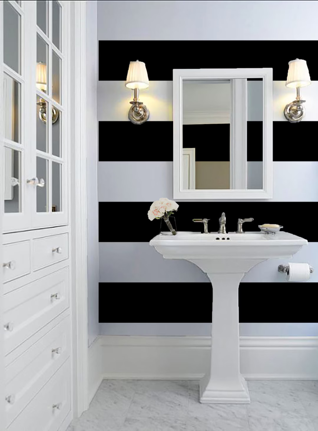 Bold Black and White 12 Stripe Wallpaper Peel 'n - Etsy | Etsy (US)