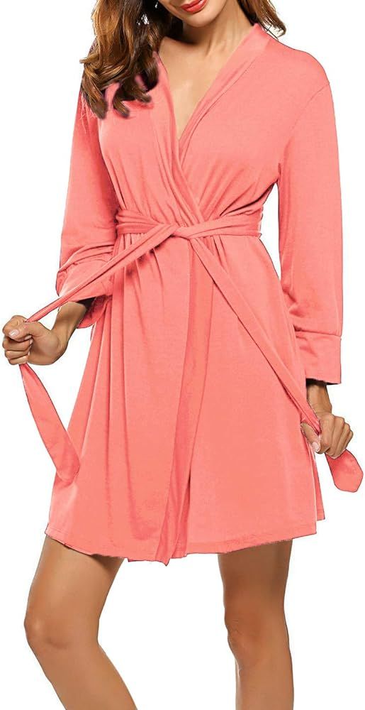 Hotouch Womens Robe Lightweight Kimono Robes Short Knit Bathrobe Soft Sleepwear Ladies Loungewear S- | Amazon (US)