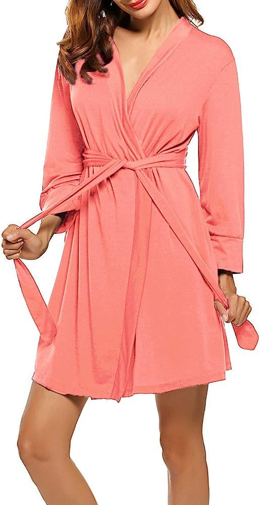 Hotouch Womens Robe Lightweight Kimono Robes Short Knit Bathrobe Soft Sleepwear Ladies Loungewear S- | Amazon (US)