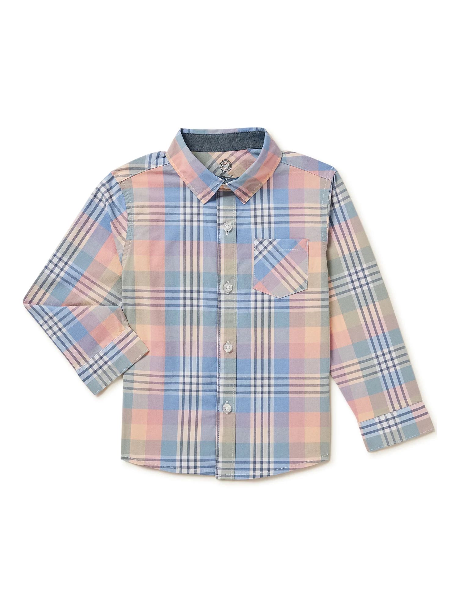 Wonder Nation Toddler Boys Woven Shirt with Long Sleeves, Sizes 12M-5T - Walmart.com | Walmart (US)