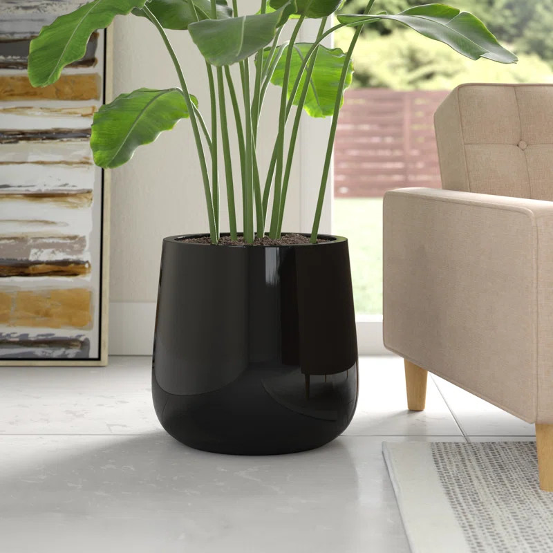 16" H x 16" W x 14" D Shiny White Dade Round Fiberglass Pot Planter | Wayfair North America