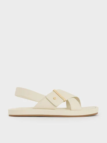 Audra Crossover-Strap Slingback Sandals
    
         - Chalk | Charles & Keith US