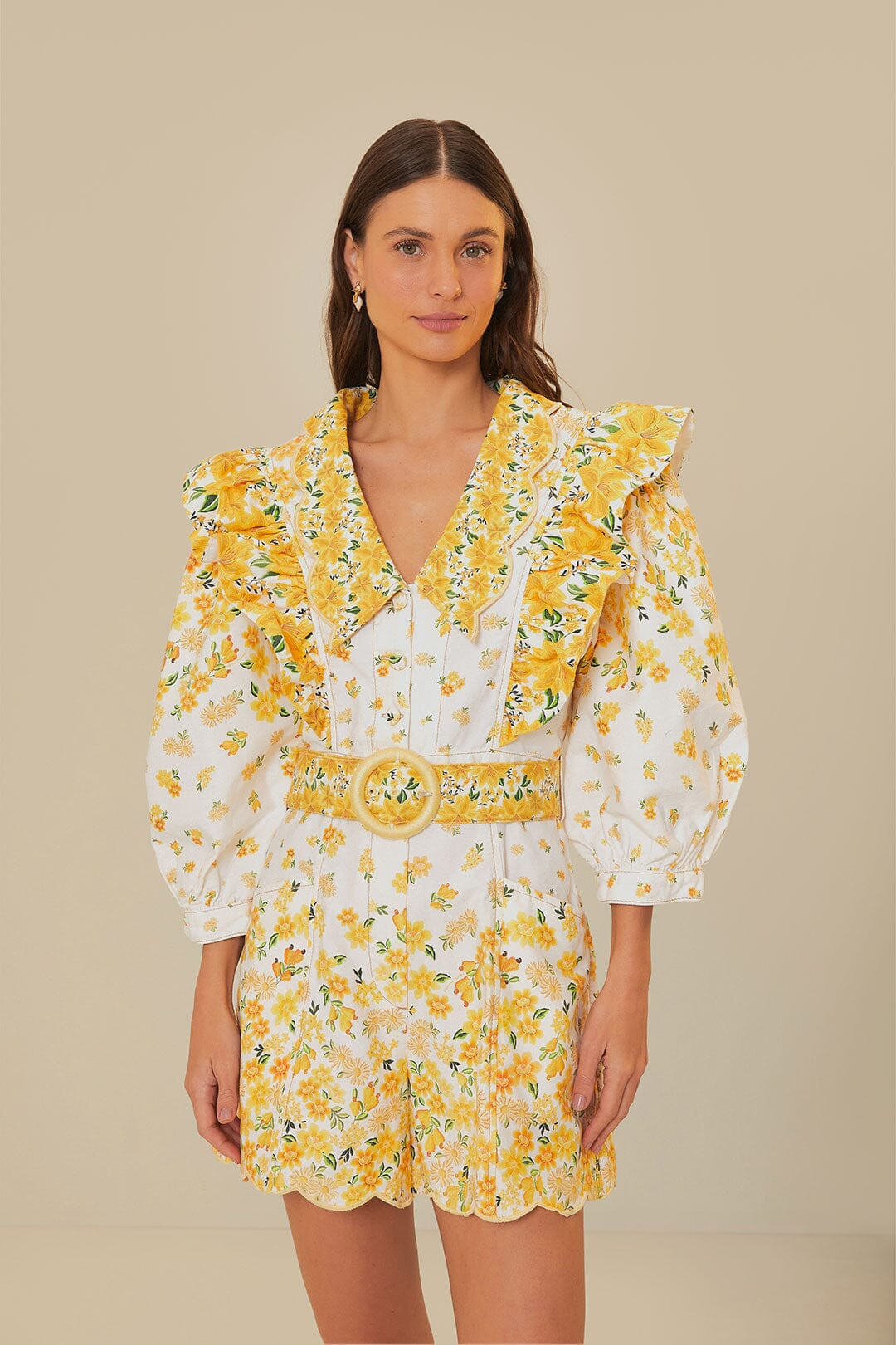 Off-White Azaleia Lapel Romper | FarmRio (US)