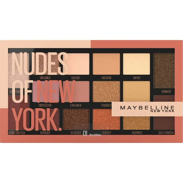 Maybelline Eyestudio Nudes of New York 16 pan Eyeshadow Palette, 0.634 oz | Walmart (US)