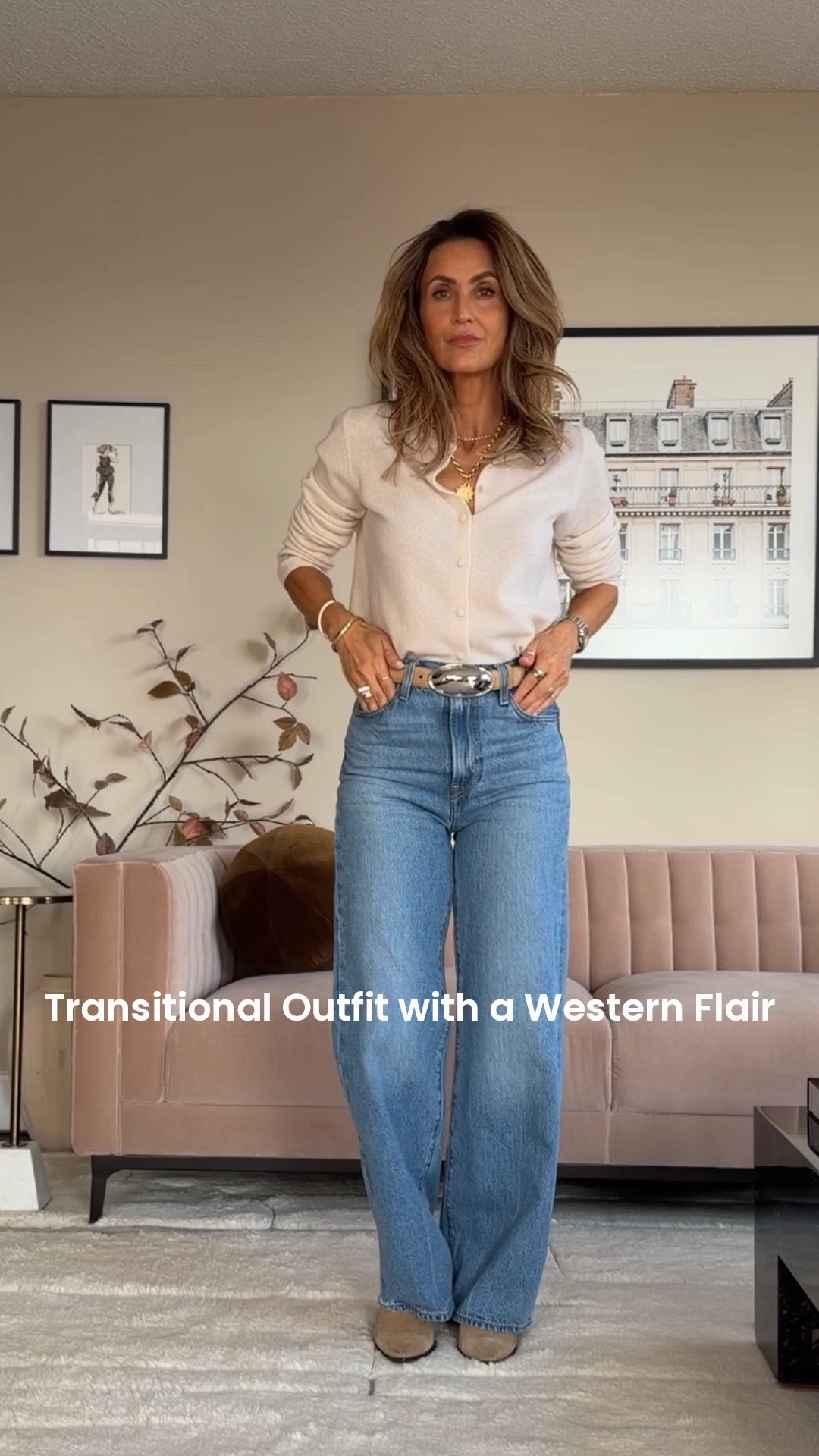 Transitional Outfit with a Western Flair 🤎✨ comment CHIC and I’ll send you all the links! 

Jeans 26, cashmere cardi small 
Boots are old Zara but I found some similars! Belt is my favorite as of late!

#LTKgrwm #LTKootd #LTKSeasonal