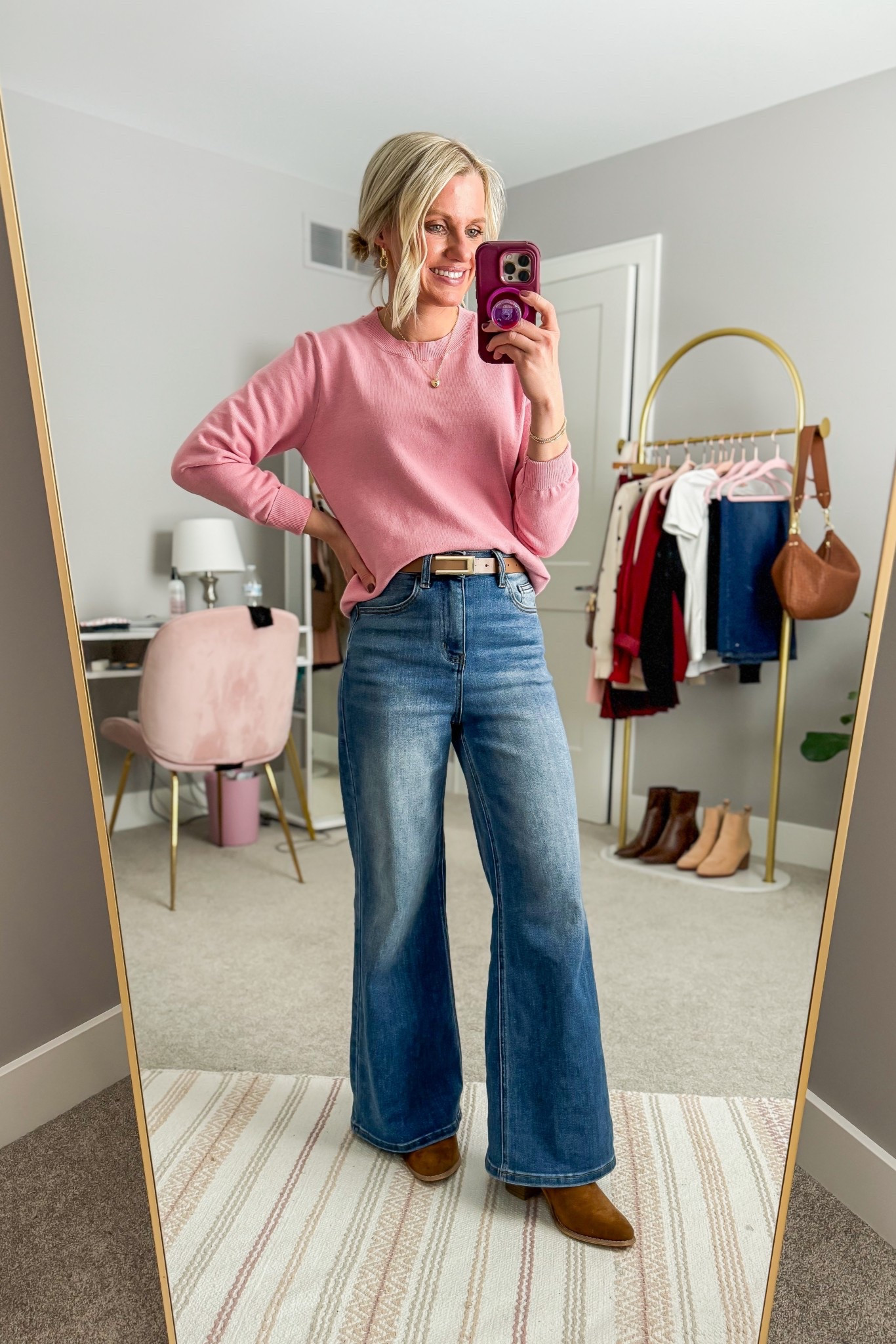 Amazon winter outfit! This pink sweater is perfect to wear around Valentine’s Day 💕
Sweater- small
Jeans- 24 (run big, size down) 

#LTKootd #LTKPetite #LTKValentine