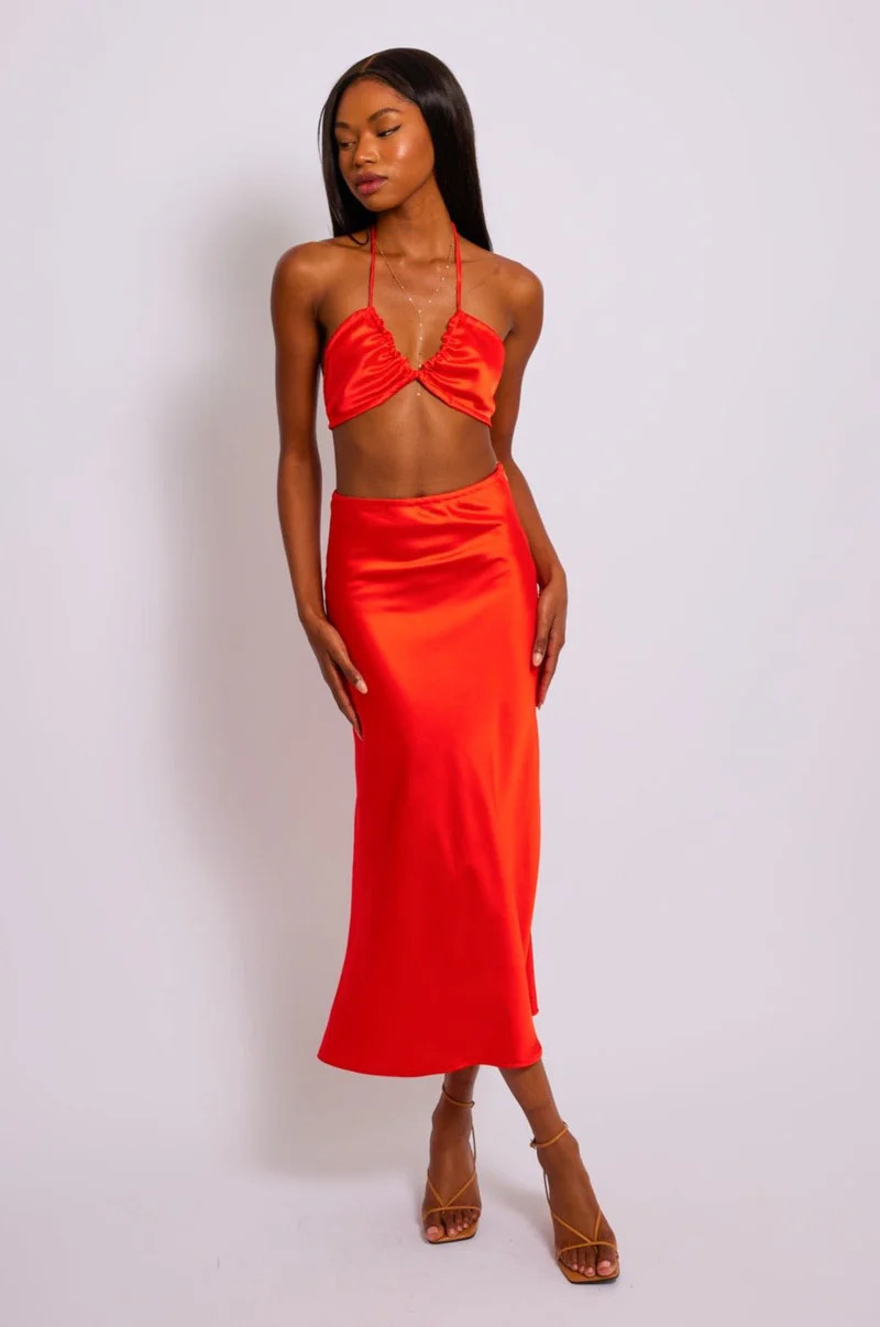 Isla Slip Skirt in Cayenne | RESA
