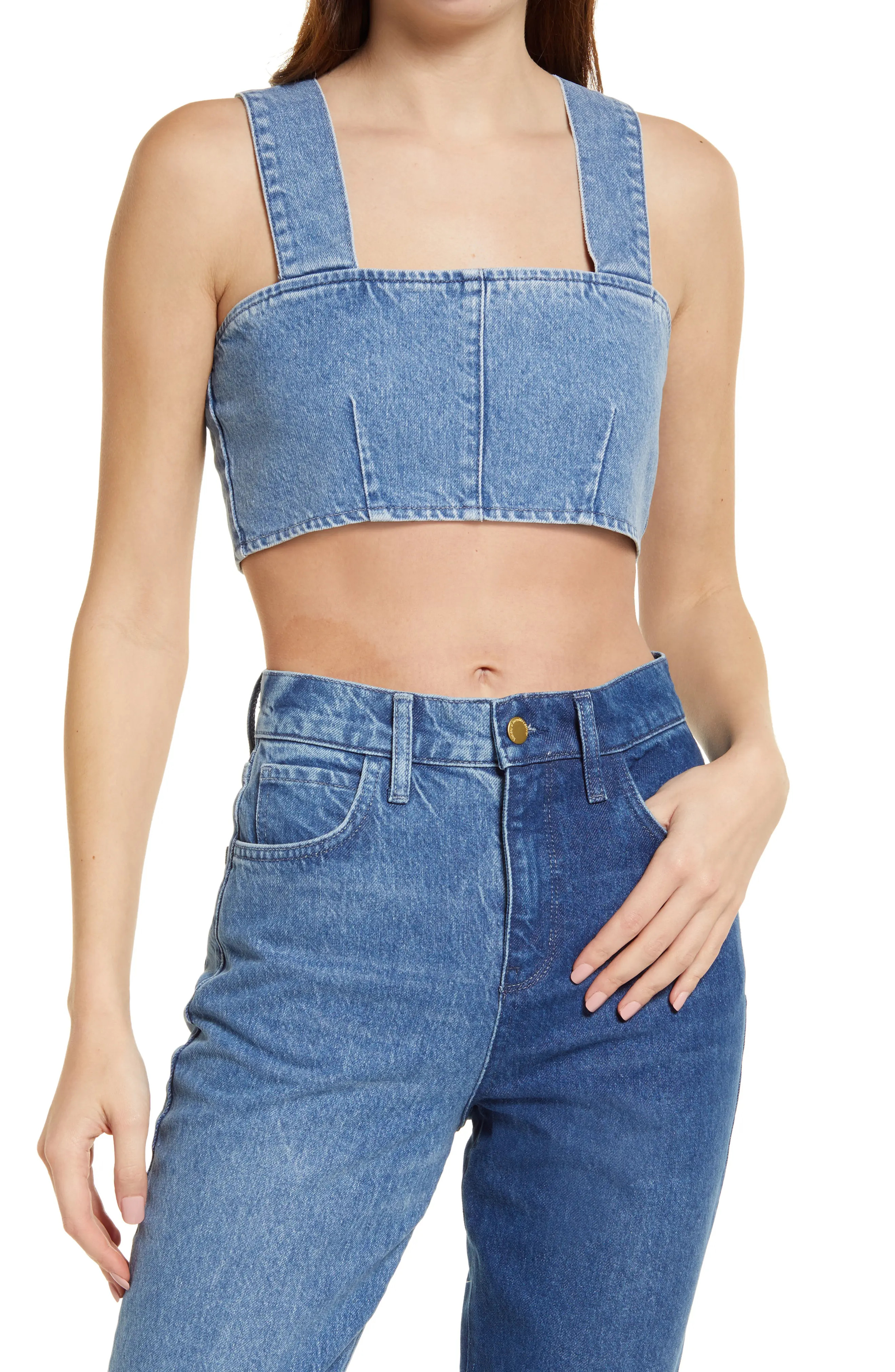 TRIARCHY Josephine Denim Crop Top in Indigo at Nordstrom, Size Small | Nordstrom