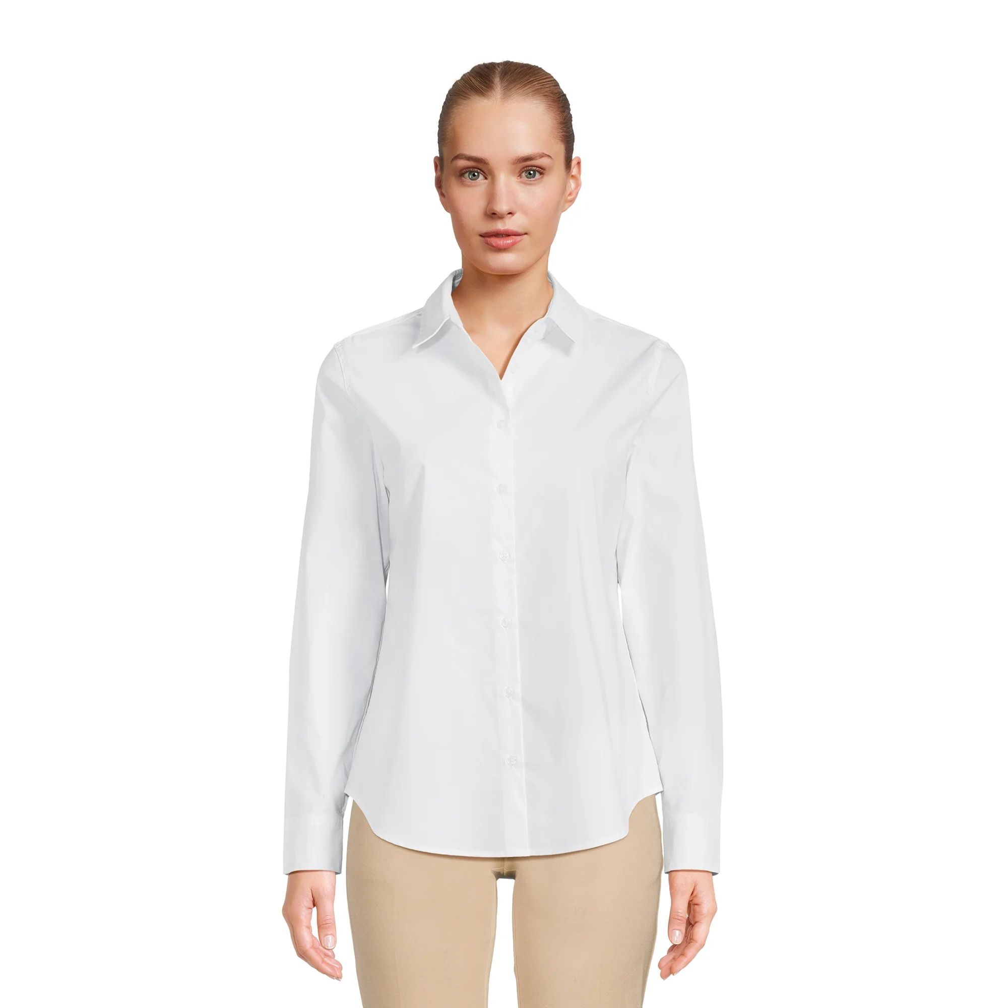 Time and Tru Women's Long Sleeve Button Down Shirt, Sizes XS-XXXL - Walmart.com | Walmart (US)