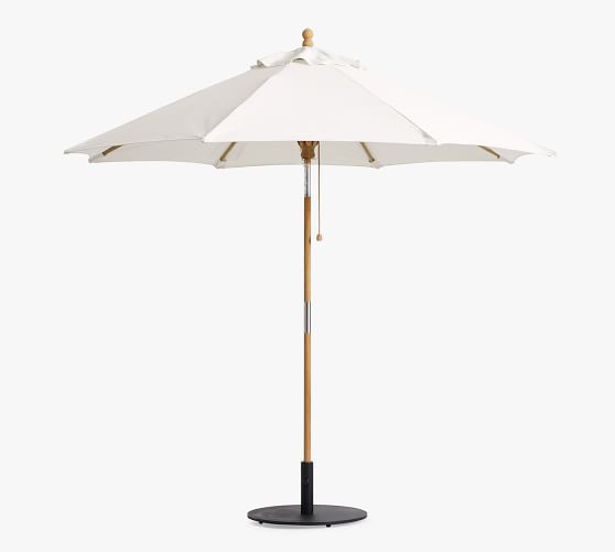 9' Round Outdoor Patio Umbrella – Teak Tilt Frame​ | Pottery Barn (US)