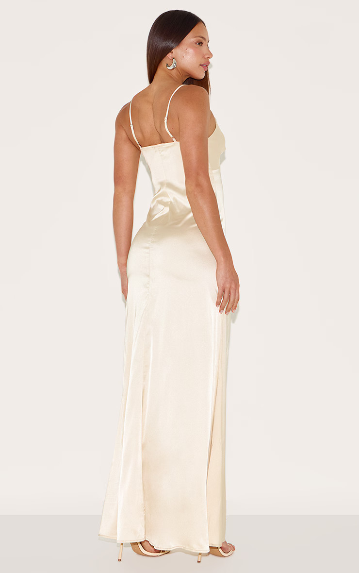 Tall Buttercream Satin Maxi Dress | Tall | PrettyLittleThing UK