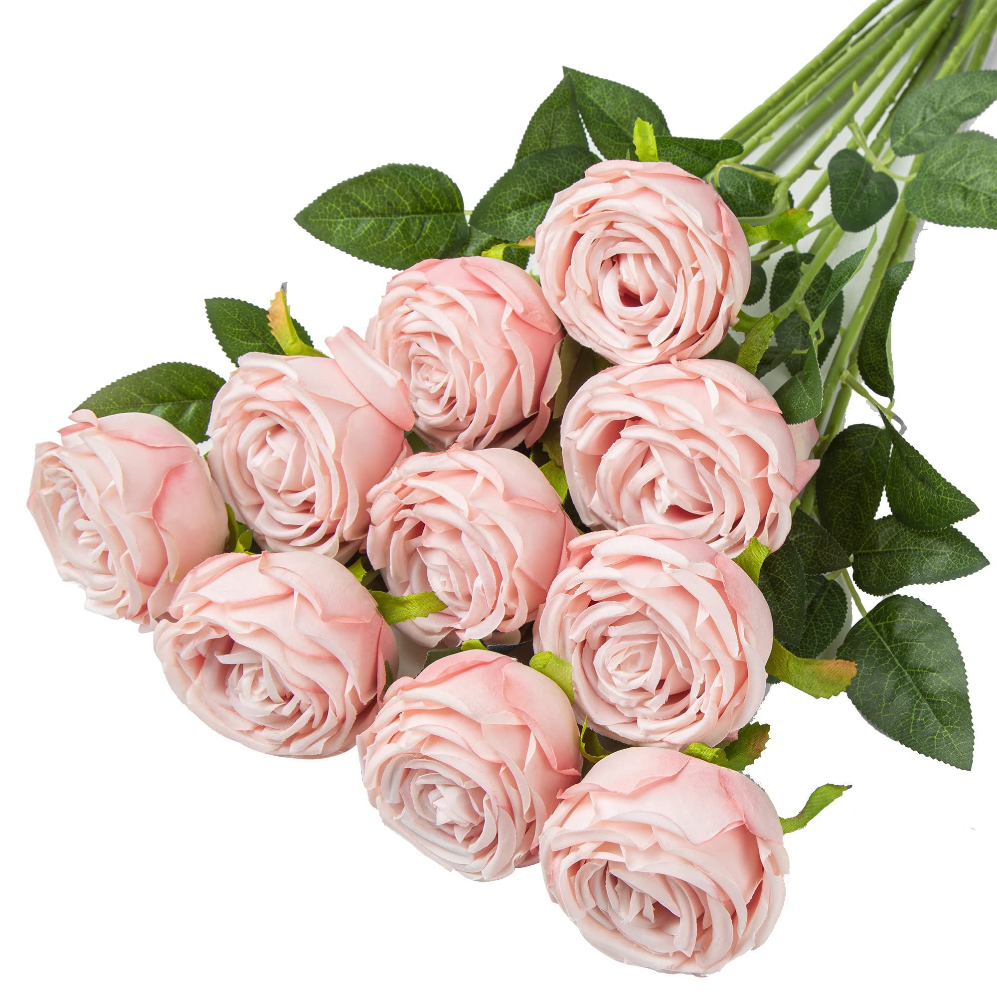 Coferset Princess Silk Rose Flowers Long Stem Artificial Melaleuca Rose Flower for Home Wedding Deco | Amazon (US)