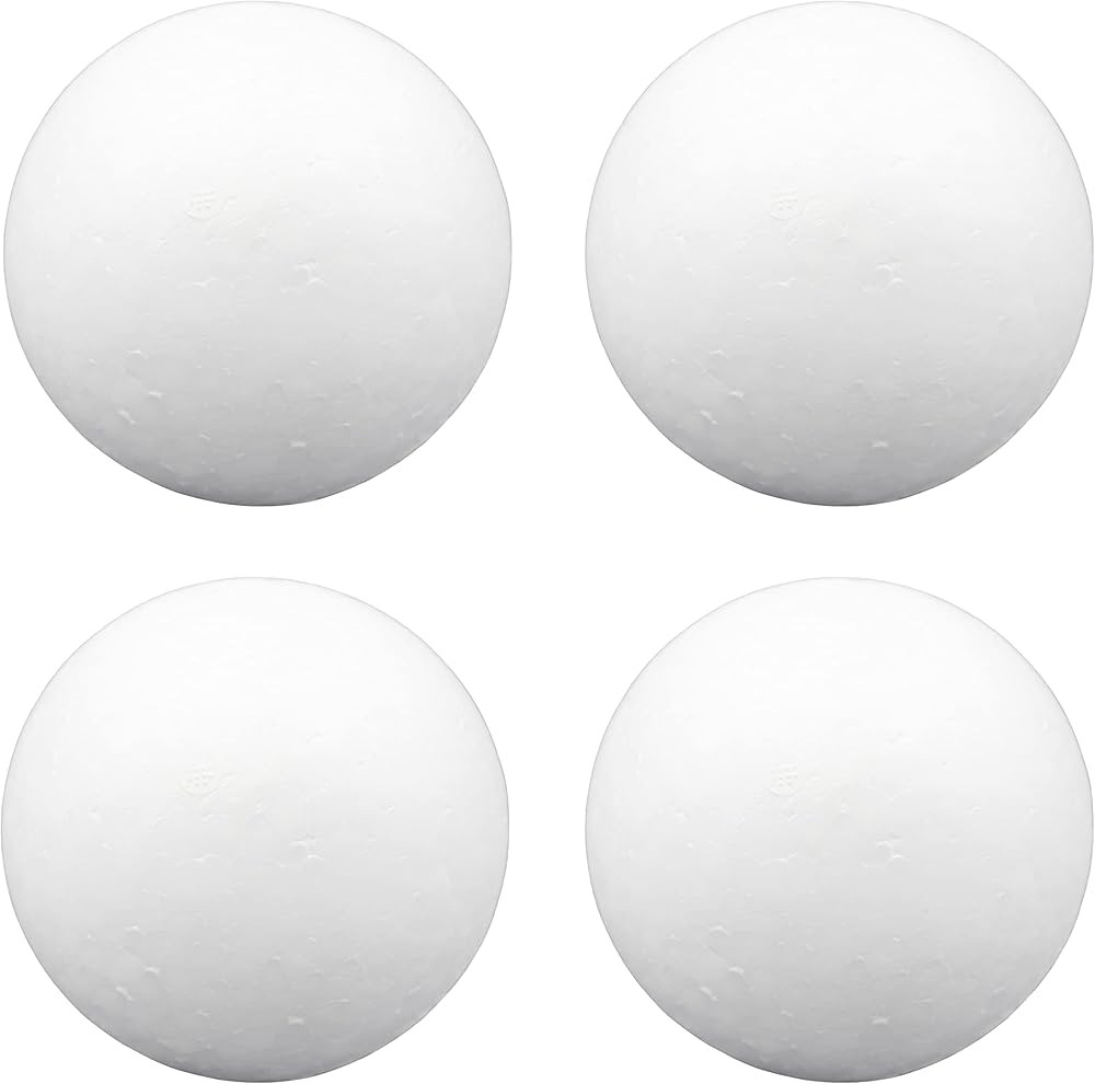 DNB 4 Inch Foam Balls - 4Pcs 4'' Smooth White Round Polystyrene Ball Craft Supplies | Amazon (US)