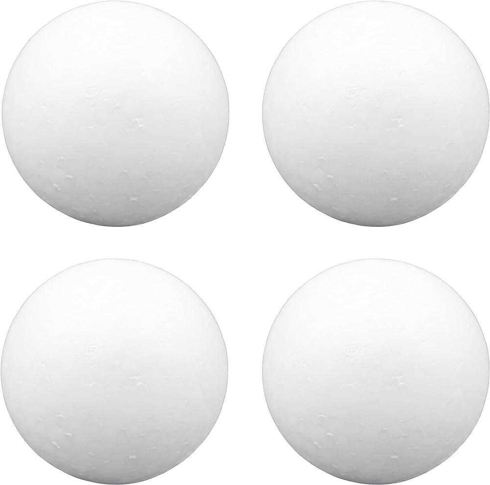DNB 4 Inch Foam Balls - 4Pcs 4'' Smooth White Round Polystyrene Ball Craft Supplies | Amazon (US)
