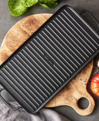 GreenPan X Bobby Flay Reversible Cast Iron 11" x 16.5" Grill Griddle - Macy's | Macy's